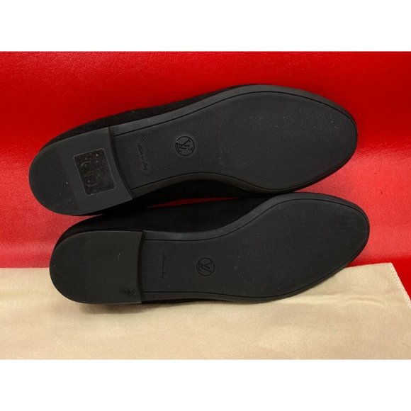 Louis Vuitton Uniformes Uniform Black Suede Logo Tabs Ballet Flats 39 1/2 M - Picture 15 of 15